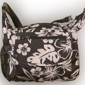 L.L. Bean Black and White Floral Crossbody Bag